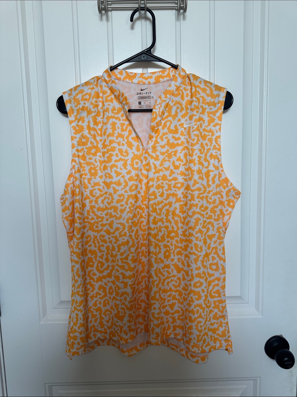 Nike Yellow & White Sleeveless Dri-FIT V-Notch Camisole